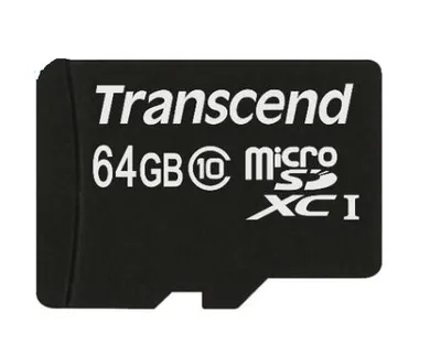 Produktbild von Transcend TS64GUSDXC10, 64 GB, MicroSDXC, Klasse 10, NAND, 90 MB/s, Schwarz