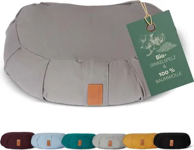 Immagine prodotto di cuscino yoga #DoYourYoga Ganesh - riempito con pula di farro - mezza luna - grigio