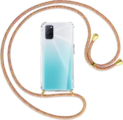 Produktbild von Handykette Backcover-Schutzhülle mit Band (Metall goldfarben) für Oppo A52 / A72 / A92 - Rainbow