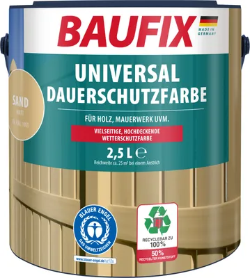 Produktbild von BAUFIX Universal Dauerschutzfarbe sand matt, 2.5 Liter, Wetterschutzfarbe