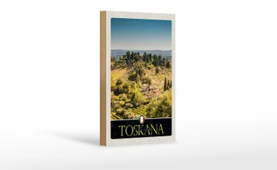 Produktbild von Holzschild Reise 12x18 cm Toskana Italien Natur Weinfelder
