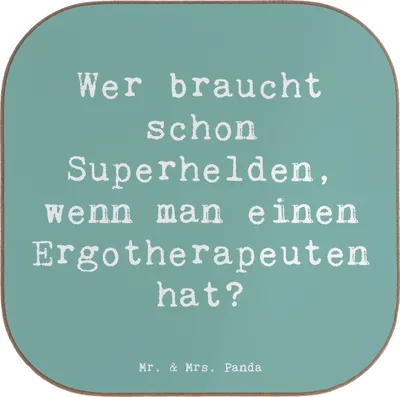 Produktbild von Mr. & Mrs. Panda Untersetzer Tasse Spruch Ergotherapeut Held - Meeresbrise - Geschenk, Berufsalltag, Tischschoner, personalisierte Geschenke, Ergotherapeutin, Coaster