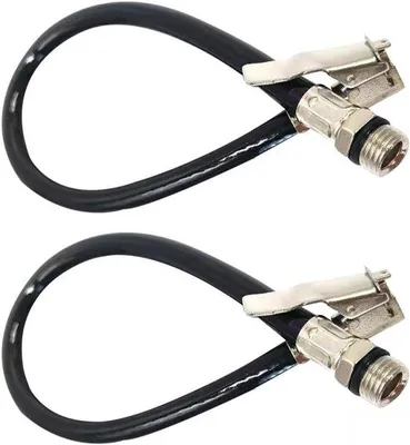 Immagine prodotto di Set composto da due pompe per pneumatici, comprensivo di tubo di gonfiaggio, tubo flessibile e adattatore per pompa con tubi flessibili in gomma, per biciclette, moto, auto e camion.