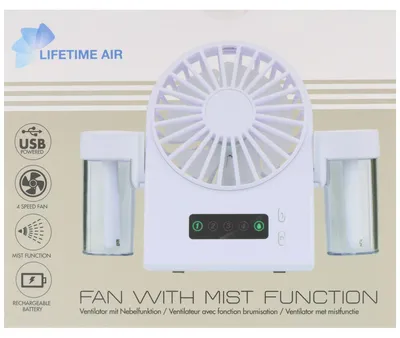 Produktbild von Lifetime Air Ventilator mit Nebelfunktion – USB-C Tischventilator mit 4 Geschwindigkeitsstufen