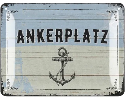 Produktbild von Blechschild retro Ankerplatz - maritime Anker Deko für Garten und Küche - Einweihungsgeschenk Wohnung Heimathafen 15x20cm