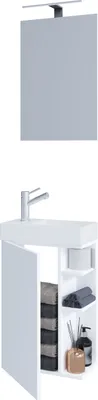 Immagine prodotto di Set 3 pezzi | Posto di lavaggio per gli ospiti Toilet | Bagno per gli ospiti Toilet | Lavabo con specchio | Arredo bagno Set bagno – Lumia
