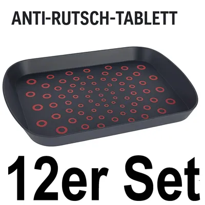 Produktbild von 12 x Serviertablett Frühstückstablett Gastro Rutschfest Kunststoff Tablett Griff