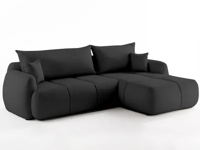 Produktbild von FurniDe24 Ecksofa L-Form Rechts Quel - Ecksofa mit Schlaffunktion und Bettkasten - Moderne Ecksofa, Wohnzimmer Ecksofa - Eckcouch Schwarz (Quelle 100)