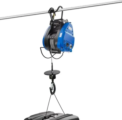 Produktbild von Elektrische Seilwinde - Elektro-Seilzug - 1500 W - 29 m Hubhöhe - 30 m Stahlseil - 19 m/min - Kupfermotor - IP40 - Blau