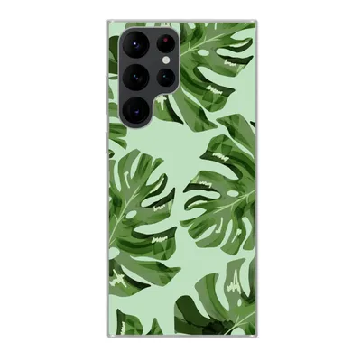 Produktbild von MuchoWow® Handyhülle Schutzhülle Hülle für Samsung Galaxy S22 Ultra Blätter - Tropisch - Pastell Silikon Softcase Handy Hülle - Abbildung