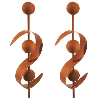 Produktbild von Kobolo Gartenstecker RUSTY WAVE 2er Set in Rostoptik - Dekostecker Gartendeko Beetstecker Deko Stecker für Garten Balkon Terrassse Rostdeko Außendeko