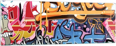 Produktbild von Bilder auf glas - Graffiti modern - 90x30cm - Glasbilder - Wandbilder - Kunstdruck - zum Aufhängen bereit - Wanddekoration aus Glas - Glas Bilder - Wandbild auf Glas - Einteilig - GAB90x30-3578