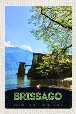 Produktbild von vianmo Holzschild 18x12 cm Brissago Schweiz Bildmotiv Reisemotiv Abenteuer Reisen