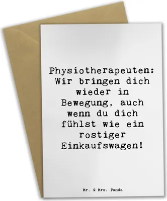 Produktbild von Mr. & Mrs. Panda Glückwunschkarte Spruch Physiotherapeut Bewegung - Weiß - Geschenk, weihnachtskarten, Physiotherapie, Beruf, Therapie, Grußkarte, Physiotherapeuten