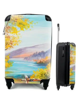 Produktbild von MuchoWow® Koffer Handgepäck Trolley Rollkoffer Kleine Reisekoffer mit 4 Rollen - Malerei - Ölgemälde - Pflanzen - Natur - Cabin Size < 55x40x23 cm & 55x40x20 cm - Fotokoffer - Kabinenkoffer - Boardgepäck - Reise-Box - Reisekoffer - Reisegepäck - Koffer mit Bild - Trolley für Kinder