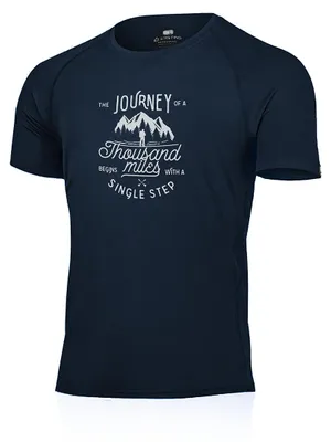 Obrázok produktu pre Pánske merino tričko JOURNEY s potlačou JOURNEY, modrej farby