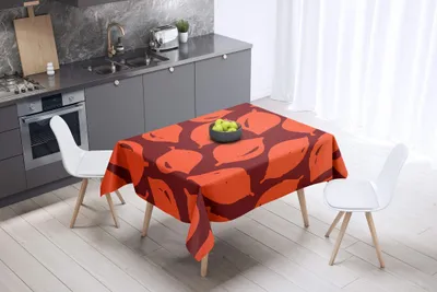 Tischdecke 140x140 cm, Polyester, wasserabweisend, Orange Bordeaux