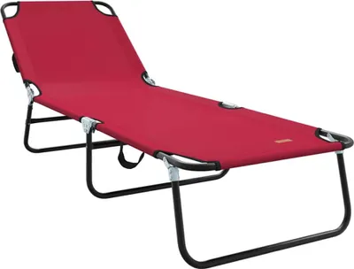 Image de Chaise longue pliante Rouge 188 x 57 x 86,5 cm Polyester