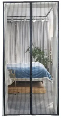 Produktbild von Fliegengitter Tür Magnet für Balkon- & Terrassentür (100×210 cm, Schwarz) – Insektenschutz-Moskitonetz ohne Bohren
