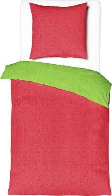 Produktbild von JACK by Mistral Renforcé Wende Bettwäsche 2 tlg. 135x200cm Struktur Einfarbig Zweifarbig Grau Anthrazit Grün Pink Petrol, Farbe:Rot - Grün