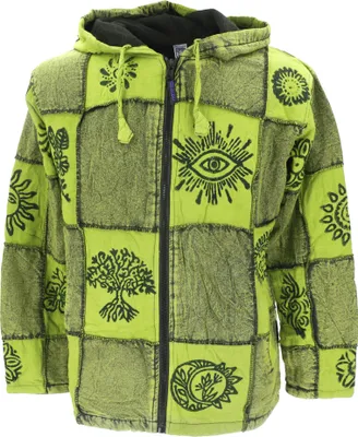 Produktbild von Goa Jacke, Patchwork Sweatshirt Jacke - Grün, Herren, Baumwolle, Größe: L