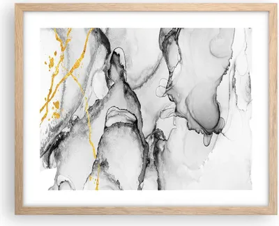 Produktbild von Gerahmtes Poster - Rahmen in heller Eiche - Stein Abstraktion Kontrast - 50x40 cm - Wand Bild - Wanddeko - Wandbilder - Kunstposter - Wandposter - Bilderrahmen - Bilder - Kunstdruck - P2NAA50x40-4761