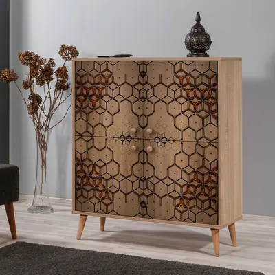 Produktbild von Skye Decor, Multilux-720, Mehrzweckschrank, Sonoma-Eiche, 100 % MELAMINBESCHICHTETE SPANPLATTEN, 95 x 36 x 111 cm