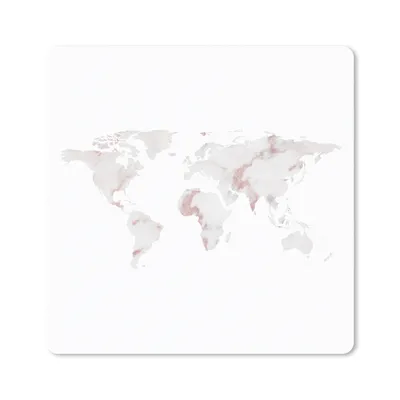 Produktbild von MuchoWow® Mauspad Mousepad Weltkarte - Weiß - Rosa 30x30 cm - Mousepads - Maus Mat - Pad - Mausunterlage - Gaming