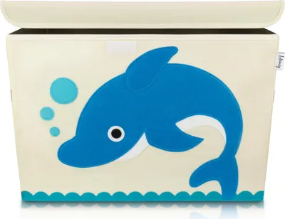 Produktbild von Lifeney Aufbewahrungsbox Kinder groß 51 x 36 x 36 I Spielzeugkiste I Kiste mit Deckel für Kinderzimmer I Aufbewahrungsboxen mit Deckel I Spielzeugaufbewahrung (Delfin)