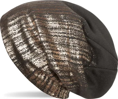 Produktbild von styleBREAKER warme Feinstrick Beanie Mütze mit Metallic Print und Fleece Innenfutter, Slouch Longbeanie, Uni 04024132
