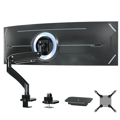 Produktbild von Ultrawide Monitorhalterung 22-57 Zoll, höhenverstellbarer Monitorarm für Bildschirme bis 27 kg, VESA 75x75 bis 200x200 mm, Schwarz