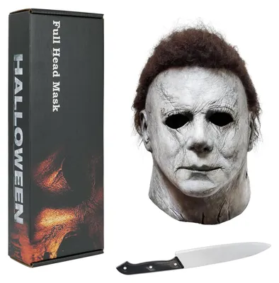 Michael Myers Maske aus Latex, Horror-Kostüm, schwarz, 1 Stück
