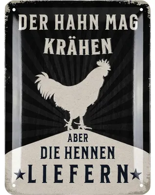 Produktbild von LANOLU Blechschild Hühnerstall Schild, Hühner Schild, Hühner Deko Geschenk Hühnerstall Zubehör, Wanddeko vintage Metallschild, 15x20cm