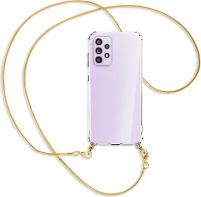 Produktbild von Handykette Backcover-Schutzhülle mit Band (Metall goldfarben) für Samsung Galaxy A33 5G - goldfarbene Kette Snake