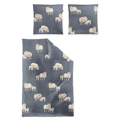 Produktbild von Irisette Feinbiber Bettwäsche-Garnitur Panda 8545  Farbe blau  135x200+80x80cm