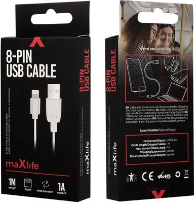 Produktbild von MaXlife OEM001511, Weiß, USB A, Lightning, 1 m, Männlich, Männlich