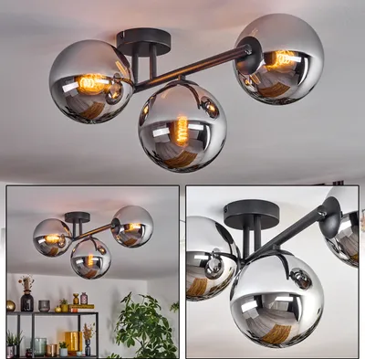 Produktbild von Fossobiubo Deckenlampe aus Metall/Glas in Schwarz/Chrom-/Rauchfarben