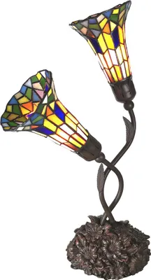 Produktbild von Clayre & Eef Tiffany Tischlampe 46x28x63 cm Beige Blau Glas