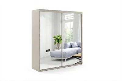 Produktbild von Mia 1 Kleiderschrank – Kaschmir mit Spiegeltüren - 230 x 62 x 245 cm