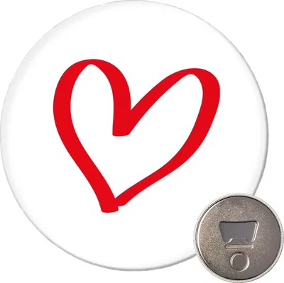 Produktbild von Huuraa Magnet Herz Heart 59mm Kühlschrankmagnet rund Flaschenöffner Geschenkidee