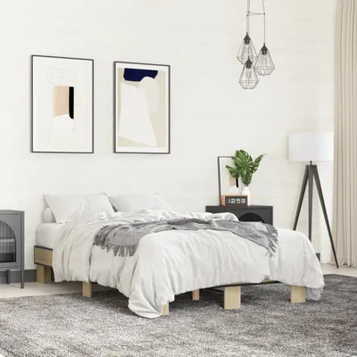 Productafbeelding van Maison Exclusive - Bedframe Sonoma-eikenhout, 120x190 cm, gemaakt van houtvezel en metaal