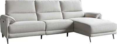 Produktbild von KAWOLA Sofa ADRIANA Ecksofa mit Relaxfunktion Stoff hellgrau Longchair rechts