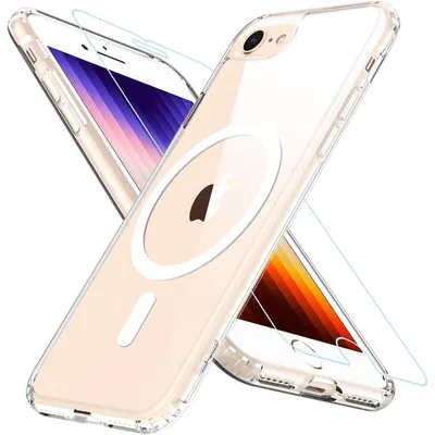 Image de Coque pour iPhone SE 2020/2022, iPhone 8/7, compatible MagSafe, antichoc, transparente, avec film de protection HD