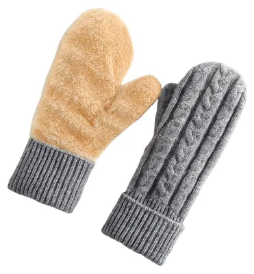 Produktbild von Thermostrickhandschuhe für den Winter, doppellagig, fleecegefüttert, winddicht, dicke Winterhandschuhe für Radfahren und Outdoor-Aktivitäten
