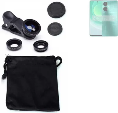 Produktbild von K-S-Trade Smartphone Kamera Linsen Set Kompatibel mit Tecno Camon 19 3in1 Clip-On Kamera Adapter Macro Weitwinkel FishEye Fischauge Objektiv Linse