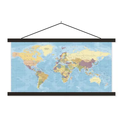 Produktbild von MuchoWow® Textilposter Weltkarte - Statistisch - Jahrgang 150x75 cm mit schwarzem Rahmen - Posterleiste