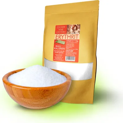 Produktbild von 1kg Erythrit Premium | 1kg Standbeutel | zuckerfreie Tafelsüße | 0 Kalorien | vegan | 70 % Süßkraft von Zucker | ohne Gentechnik
