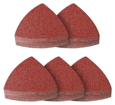 Obrázek produktu pro Delta bruska, brusný papír, 80 kusů, zrnitost 60, suchý zip, rozměry 93x93x93 mm, pro dřevo a kov
