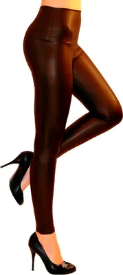 Immagine prodotto di Pantaloni leggings Röre Treggings lunghi come la pelle in lattice opaco-lucido in vita marrone M