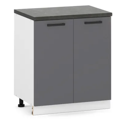 Produktbild von ULWEHOME | Unterschrank 80 cm Anthrazit, Küchenunterschrank Grafit mit 2 Türen, Küchenschrank stehend, ohne Arbeitsplatte